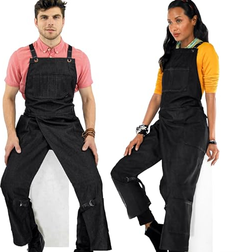 Under NY Sky Pottery Cross-Back Apron (Grey Denim)