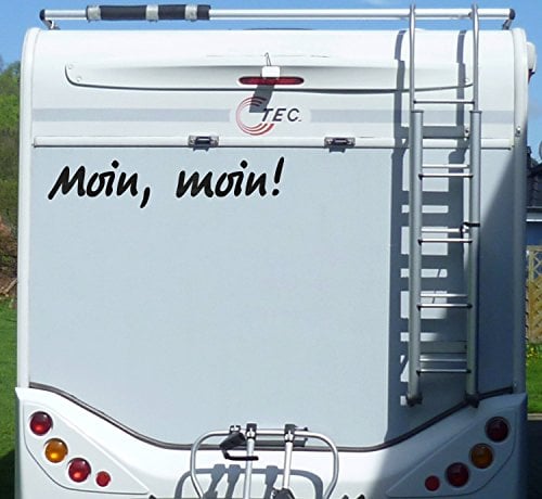 WERBEPUNKT. Aufkleber Moin Moin Wohnmobil Schwarz 55 cm | Wetterfeste PVC-Folie, UV-beständiger Digitaldruck, stark haftend, für innen und außen, Made in Germany