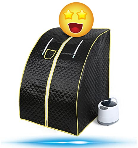 Turefans Sauna Hogar Portátil Hogar Vapor Sauna Caja Vaporización Sala De Vapor Fumigación, 1000W, 88 * 76 * 99 cm(Negro)