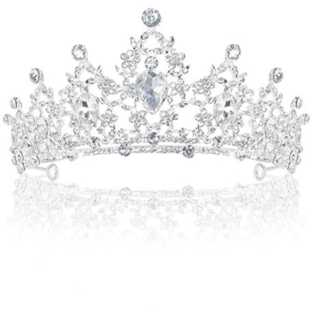 Delleu Hochzeit Tiara Kristall Strasssteine Tiara Krone Kamm Festzug Prinzessin Silber Krone1