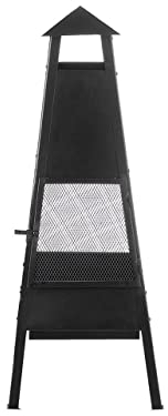 Feuerstelle schwarz Stahl Modern Outdoor Feuerpyramide Yasur