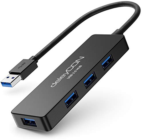 deleyCON 4 Port USB 3.0 HUB Datenhub USB Erweiterung bis 5Gbit/s PC Computer Laptop Notebook Windows & Mac 4X USB3.0 Port Verteiler Dockingstation