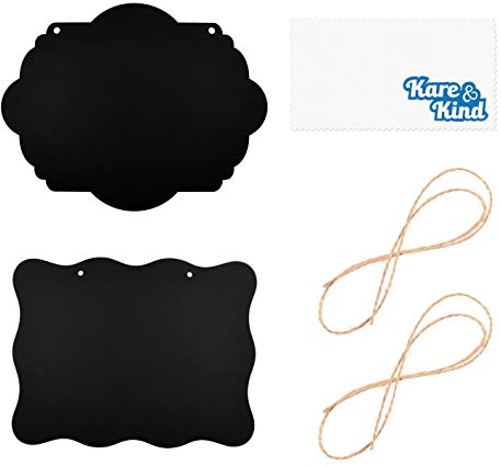 Kare & Kind Beidseitig hängende Holzkreidetafel - 2er Pack - Wiederverwendbare Dekorative Tafel - Perfekt zum Erstellen von Schildern für Cafés, Restaurants und Bars - für Partys, Geburtstage