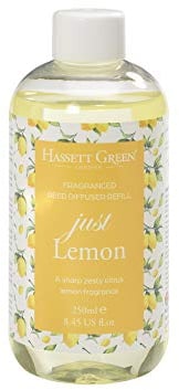 Hassett Green London - Just Lemon - Fragrance Oil Reed Diffuser Refill - Larger Size 250ml Bottle