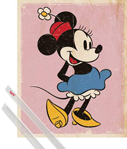 1art1 Minni Maus Mini-Poster (50x40 cm) Retro + EIN Paar Posterleisten, Transparent