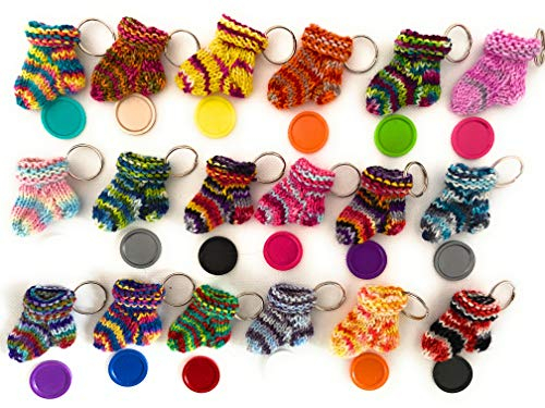 Schlüsselanhänger gestrickt Socke mit Einkaufswagenchip 5/10 / 15/20 / 25 Stück ohne Farbwahl
