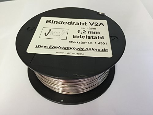 1 Spule Bindedraht aus Edelstahldraht VA V2A 1,2mm ca.125m weich, biegsam und flexibel rostfreier Edelstahldraht 1.4301