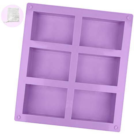DONQL 1Stück SIlikonform Seifenform Silikonform Rechteckig 6-Teilig Hand Made Seifenform für DIY Hausgemachte Handwerk (Lila)