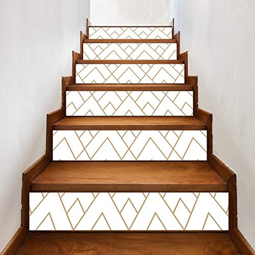 A.Monamour 6 Pezzi Adesivi per Scale Alzate Gradini Autoadesiva 3D Piastrelle Geometriche Modello Di Trama Astratta Moderna Vinile PVC Adesivo Pellicola Scala Scalini Poster Stickers Decalcomania Muro