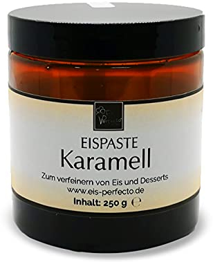 Karamell-Eispaste für leckeres aromatisches Eis » Auch zum Verfeinern von leckerem Eis, Desserts, Getränke, Macarons, Torten und vielem mehr » Inhalt 250 g