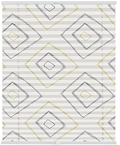 Lichtblick Plissee Klemmfix mit Motiv, ohne Bohren, Verspannt, Blickdicht, Lichtdruchlässig, Made in Germany, Julia Schumacher, Stripy Boho Rectangle - Beige 70 x 130 cm (B x L)