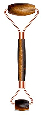 CRYSTALLOVE Gesichtsroller - Anti-Aging Massageroller - Gesichtsmassagegerät mit Tigerauge - Massagegerät - Gesichtsmassage - Roller - Massagewerkzeug