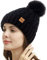 REDESS Damen Winter Pompom Beanie Mütze Fleece gefütterte warme Mützen, Dicke, lässige Schneestrickmütze für Damen