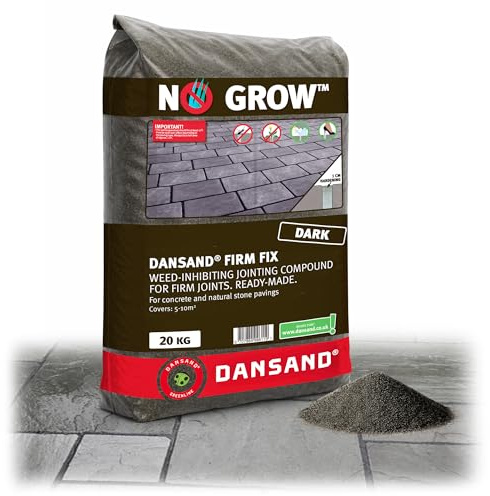Dansand No Grow Polymeric Sand 20kg, Dark Grey Block Paving Patio Grout | Brush-in patio grout, weed-inhibiting joint compound, for driveways and paths, ready mixed setting sand