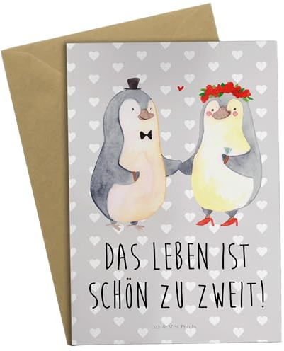 Mr. & Mrs. Panda Grußkarte Pinguin Heirat - Geschenk, Bräutigam, Heiratsantrag, Ehemann, verlobt, Freundin, Pärchen, Einladungskarte,