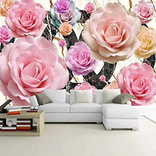 Papier Peint Photo Mural Personnalisé Marbre Rose - Papier Peint Auto-Adhésif Panorama 3D Papier Peint Mural Effet 3D Affiche Murale Pour Salon Chambre Chambre D'Enfant 300(L) x210(H) cm