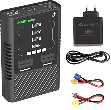 Gens Ace 60W mini ladegerät IMARS Lipo Ladegerät für 2S 3S 4S 7.4V 11.1V 14.8V RC Akku mit USB-C Power Adapter