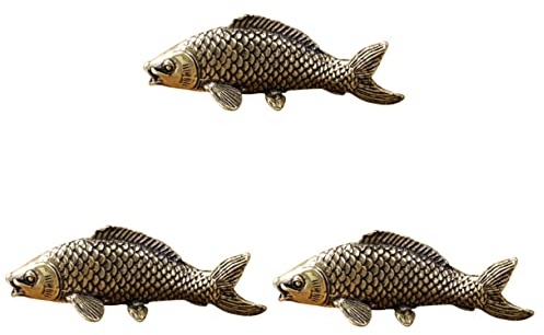 HOMSFOU Fisch Deko Mit Statue Tierstatue 3 Stücke Realistisch Tee Schatz Shui Kreative Goldene Karpfen Glücklich Mit Modell Figuren Desktop Statuen Dekorationen Bronze Büro