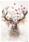 REINDERS Poster, Hirsch in Blumen, Schlafzimmer, Poster, Wanddeko, Room Decor, 150 gr. glänzend Bilderdruckpapier, Rosa, 91,5x61cm