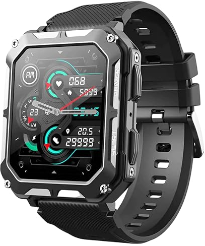 WAHK RAHK The Indestructible Smart Watch For Men (Answer/Make Call) - Rugged Outdoor Fitness Tracker with Call Function - Heart Rate, Blood Pressure,Sleep Monitor Smartwatch (Black)