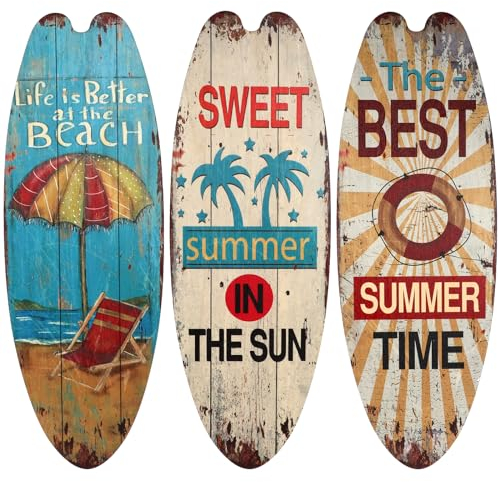 Warmhm 3st Surfbrett Holzschild Surfbrett- Aus Holz Bin Surfen Mini-Surfbrett- Dekorationen Für Surfpartys Holzsurfbrett Strandschild Holz Sommer Anhänger Strandurlaub