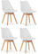 NMK HOME 4er Set Esszimmerstühle in Weiß – Elegante Kunststoffstühle mit Kunstleder-Polster und Beinen aus Holz, stilvolles skandinavisches Design & hoher Sitzkomfort