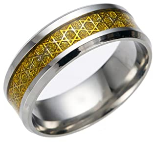 YAHOYA Wolfram-Hexagon-Fingerring Metallstern von David Hexagramm-Ringe für Biker-Schmuck