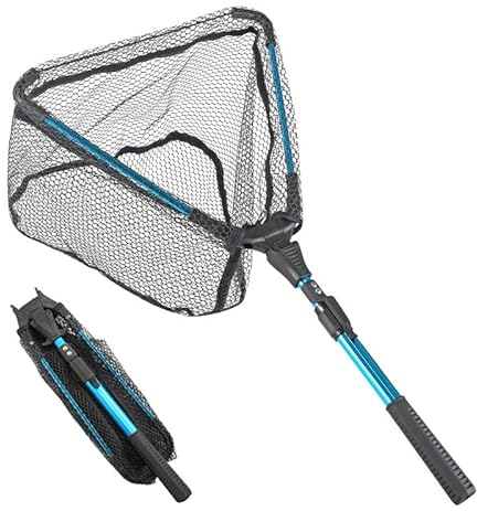 Roysmart Épuisette de pêche avec poignée télescopique, épuisette pliable télescopique pour kayak, salmon, chat, basse, facile à attraper et à libérer