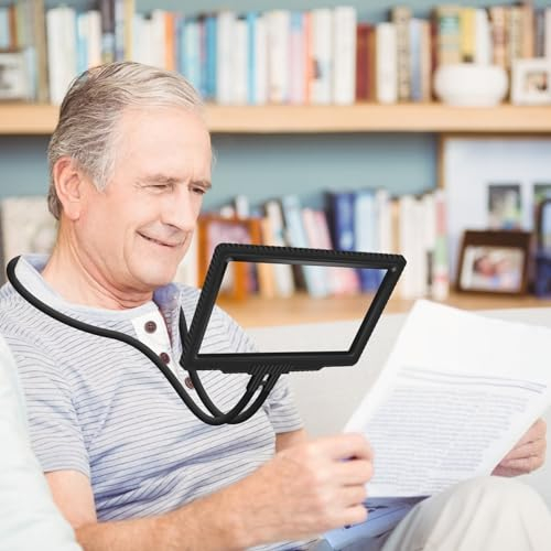 JUOIFIP 5X Handsfree Lupe, Flexible Schwanenhalslupe, 8x5.5 große Lupe zum Lesen für Hals Verschleiß Reparatur Nähen Low Vision Ältere