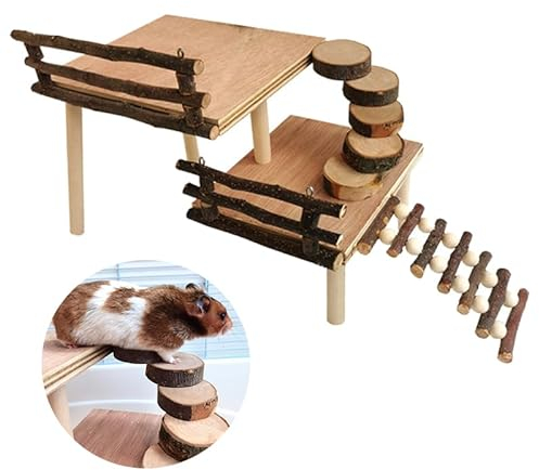 RunFar shop Hamster Holzleiter Spielzeug, Hamstertreppe Brücke Hamster leiterKletterspielzeug Plattform mit für Hamster Meerschweinchen Chinchilla Kaninchen Papageien Häschen