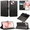 EKAM Hülle kompatibel mit iPhone 15 Leder Wallet Book Flip Folio Stand View Cover Magnetverschluss mit Kartenfächern für iPhone 15 [6,1 Zoll] (Schwarz)