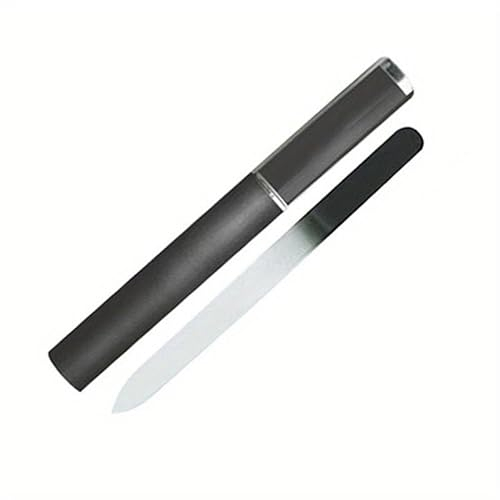 Crystal Glass Nail File - Professional Double Sided Etched Glass Nail File with Case for Shaping The Natural Nails and Artificial Nails Manicure Pedicure Nail Care Gift Set (Rainbow Black)