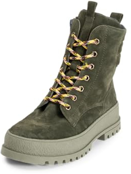 VITAFORM Stiefeletten Damen Gefüttert - Warme Damen Stiefel aus weichem Veloursleder - Lammfell-Gefüttert für den Winter grün 39