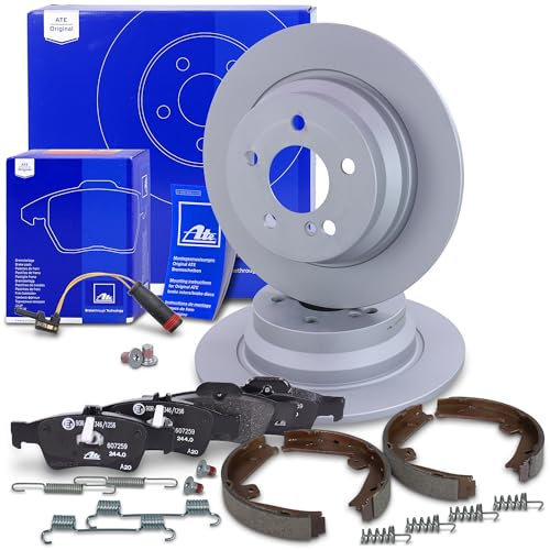 ATE Bremsenset Hinterachse inkl. Bremsscheiben hinten Ø 300 mm voll und Bremsbeläge hinten + Warnkontakt Kompatibel mit MERCEDES CLS (C218), Shooting Brake (X218), E-Klasse (W212), T-Model (S212)