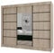 BEAUTY SOFA Monika - Schrank mit Spiegel - Kleiderschrank mit Schiebetüren - Schubladen im Inneren - Garderobenschrank, Mehrzweckschrank, Flurschrank, 200 cm breit - Schrank Sonoma Schwarze Sprossen