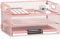 Restorgan 3 Tier Paper Organiser with Handle, Mesh Desk Organiser Letter Tray, Paper Tray Organizer for A4 File Folder, Pink
