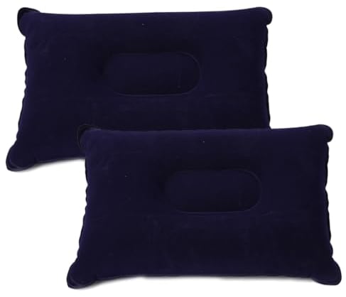 WBZOWRB 2 Stück 34 * 22CM Kissen aufblasbar,Aufblasbares kopfkissen,Aufblasbares Kissen Camping Reisekissen Luftkissen Kopfkissen, Nackenkissen Strandkissen, für Outdoor Reisen, Wandern(Dunkelblau)