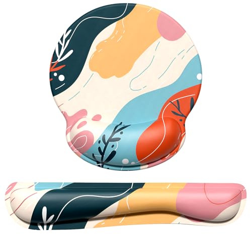 Dapesuom Keyboard Wrist Rest and Mouse Pad Set, Memory Foam Wrist Rests with Non Slip Base for Easy Typing & Pain Relief, Ergonomic Design, Abstract Art