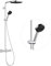 hansgrohe Pulsify S Puro - wassersparendes Duschsystem (EcoSmart) mit Thermostat, Regendusche (260mm) mit Armatur, Handbrause (3 Strahlarten), Schlauch, Stange und runder Kopfbrause, Chrom, 24237000