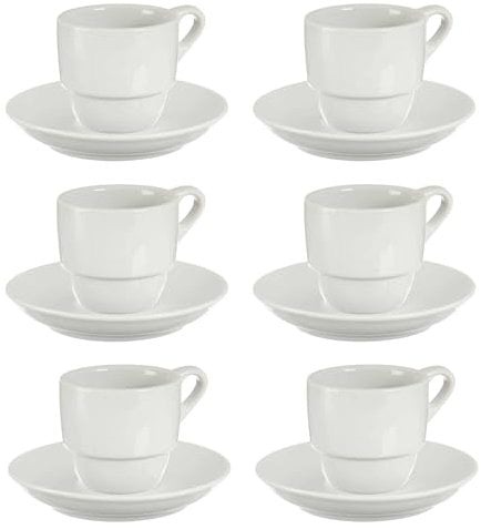 Set 6 tazas cafe porcelana blanca con pl colección VESSIA