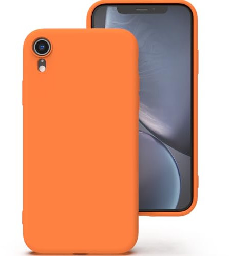 Zuvirelx Glatte Silikon hülle für iPhone XR, Staubbeständig, Slim, Taschentauglich Handyhülle Cover Case für Apple iPhone XR - Orange