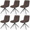 Juskys Drehstuhl Dallas Cord 6er Set - Esszimmerstühle, drehbar, Cord Bezug, Stuhl 120 kg belastbar, Stühle, Esszimmer, Esszimmerstuhl - Braun