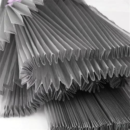 Niiyyjj Akkordeon-Plissee-Stoff, Meterware, Designermaterial, Bühnenhintergrund, grau, glätten, 1 x 1,45 m