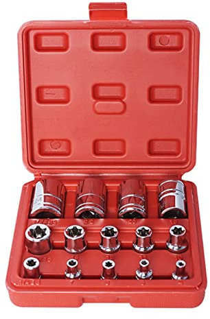 ZUYNPOQ 14pcs E4-E24 Torx Socket Set 1/4&3/8&1/2 Wrench Head CR-V E-type Spanner Allen Head Universal Sockets Tool Auto Repair Tools Multifunctional sleeve