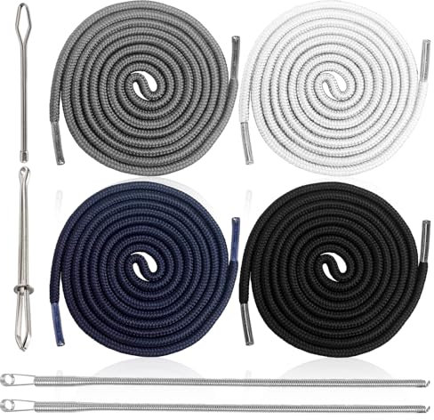 4 Stück Kordel für Jogginghose Kordel für Hoodie 5 mm Kordelzug, 1,6 M Hosen Kordel Kordelzug 2 Federeinfädler 2 Einfädler Ersatzkordelenden für Jogginghosen, Hoodies, Jacken, Einkaufstaschen