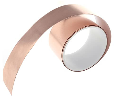 JEWEDECO Kupferfolienband 50mm x 1,8m Mit Leitfähigem Klebstoff Emi Abschirmband Für Gitarrenelektronik Gegen Elektrisches Rauschen Und Brummen