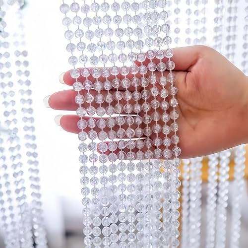 yacoxe Door curtain, bamboo beaded curtain, beaded curtain, handmade hanging wooden door beads, hippie curtain room divider, suitable for door window home decoration(White,0.9 * 2m(45Shares))