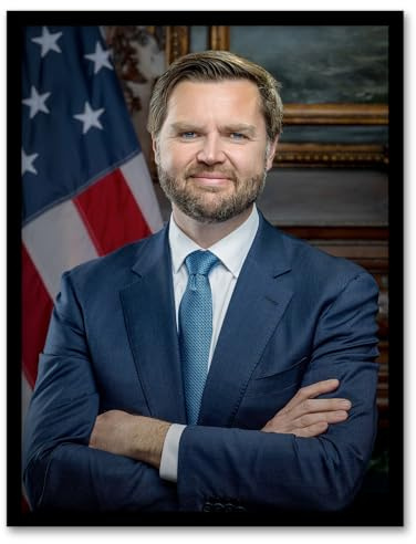 Artery8 United States 50th Vice President JD Vance Portrait Man Cave Artwork Framed Wall Art Print 18X24 Inch