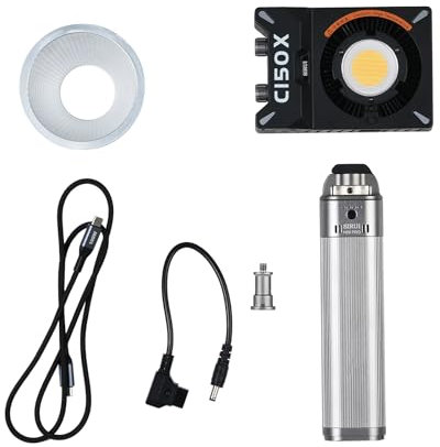 SIRUI C150X Lite COB Video Light Kit, con H99 Pro Battery Grip, 150W Luce Video Bicolore 2700K-6500K, 5200 lux@1m, Ricarica Rapida Type-C PD, App Controllo, con Adattatore Bowens, Mini Softbox