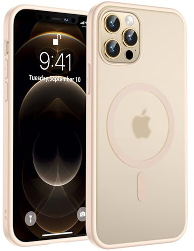TOCOL für iPhone 12 Pro Hülle für Magsafe, Stoßfest Anti-Fingerabdruck Kratzfest Transluzente Rückseite rutschfest Matt Magnetisch Handyhülle für iPhone 12 Pro Case, Wüstensand